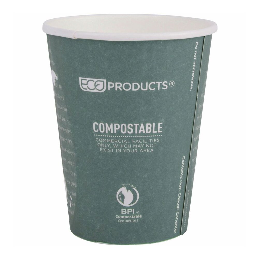 Eco-Products 12 oz World Art Insulated Hot Beverage Cups - 12 fl oz - Green - Hot Drink - No - 600 / Carton. Picture 14