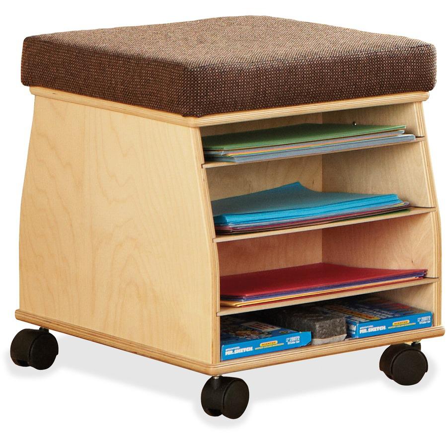 Jonti-Craft SideKick Mobile Storage Seat - Espresso Fabric Seat - Baltic - Acrylic - 1 Each. Picture 3