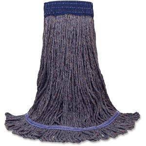 Genuine Joe 5" Headband Earth Mop Refill - Large - Polyester Fiber - Blue - 1Each. Picture 3