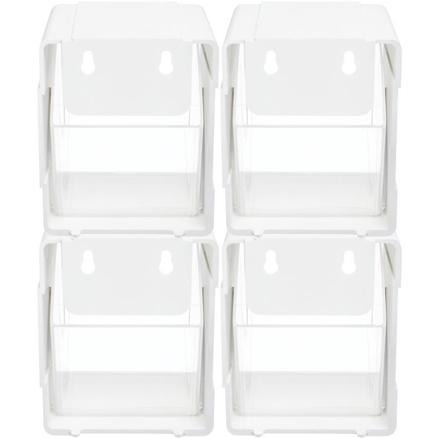 Deflecto Tilt Bin Interlocking Storage Organizer - 5.50" Height x 5.25" Width x 4.75" Depth - Desktop - Interlockable, Stackable - White - 4 / Box. Picture 8