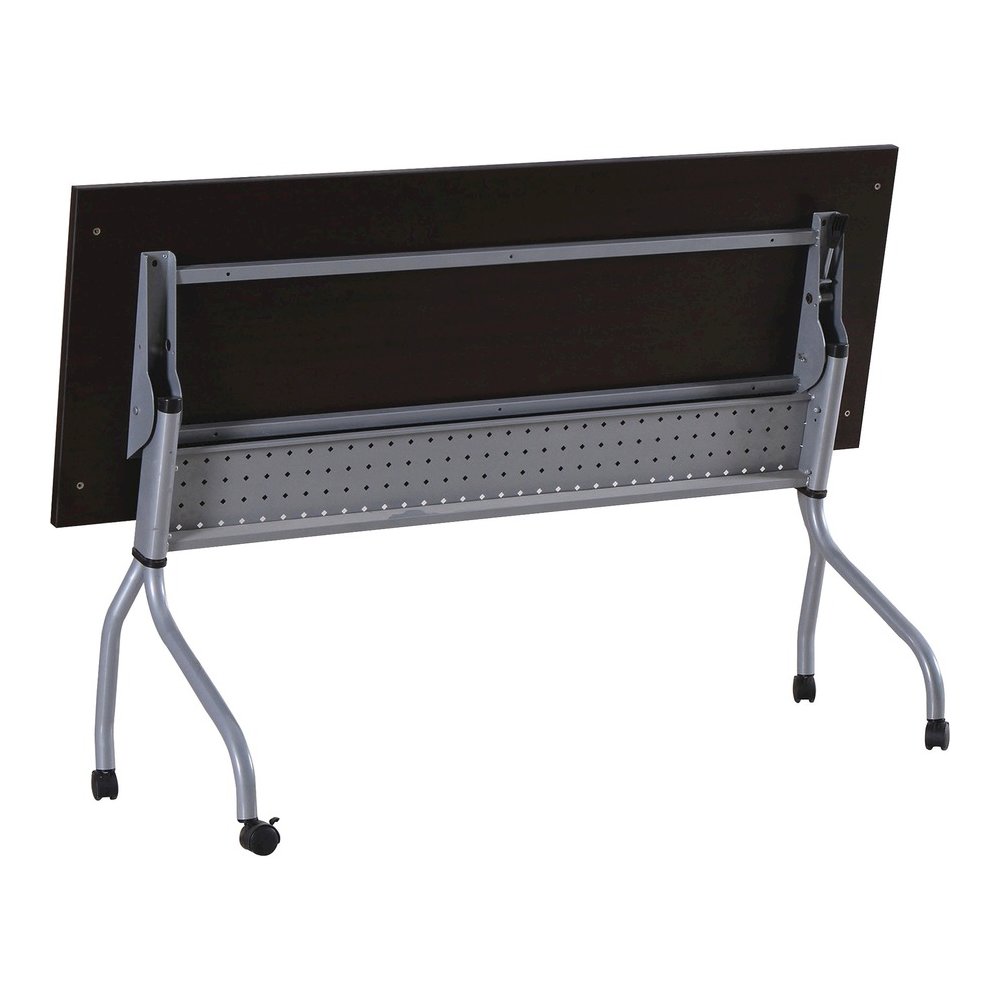 Lorell Flip Top Training Table - Rectangle Top - Four Leg Base - 4 Legs - 72" Table Top Width x 23.50" Table Top Depth - 29.50" Height x 70.88" Width x 23.63" Depth - Assembly Required - Espresso, Sil. Picture 7
