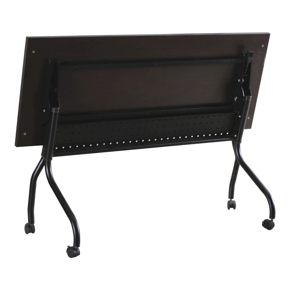 Lorell Flip Top Training Table - Rectangle Top - Four Leg Base - 4 Legs - 60" Table Top Width x 23.50" Table Top Depth - 29.50" Height x 59" Width x 23.63" Depth - Assembly Required - Espresso, Black . Picture 7