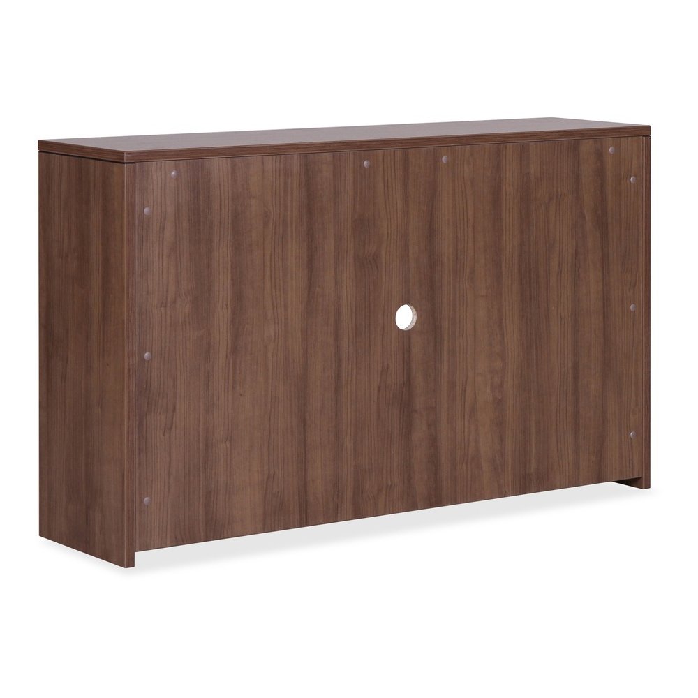 Lorell Essentials Series Stack-on Hutch with Doors - Rectangle - 36" Height x 66.1" Width x 14.8" Depth Hutch - 4 Door(s) - Material: Wood - Finish: Laminate, Walnut - Grommet, Cord Management, Durabl. Picture 8