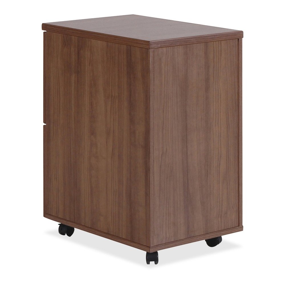 Lorell Essentials Series File/File Mobile File Cabinet - 28.4" Height x 15.7" Width x 22" Depth Pedestal, 1.5" Diameter Caster - Total Drawer(s): 2 - Finish: Laminate, Walnut - Mobility, Built-in Hang. Picture 9