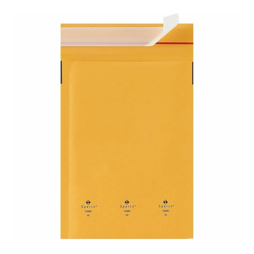 Sparco Size 0 Bubble Cushioned Mailers - Bubble - #0 - 6" Width x 10" Length - Self-sealing - Kraft - Kraft - 200 / Carton. Picture 6