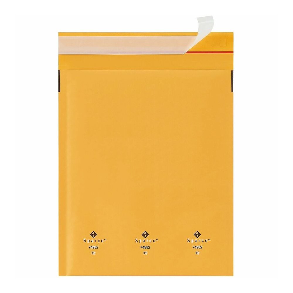 Sparco Size 2 Bubble Cushioned Mailers - Bubble - #2 - 8 1/2" Width x 12" Length - Self-sealing - Kraft - Kraft - 100 / Carton. Picture 6