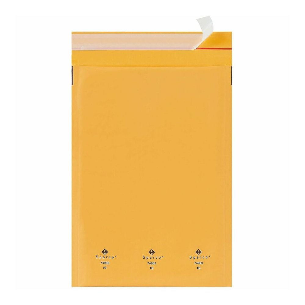 Sparco Size 3 Bubble Cushioned Mailers - Bubble - #3 - 8 1/2" Width x 14 1/2" Length - Self-sealing - Kraft - Kraft - 100 / Carton. Picture 6