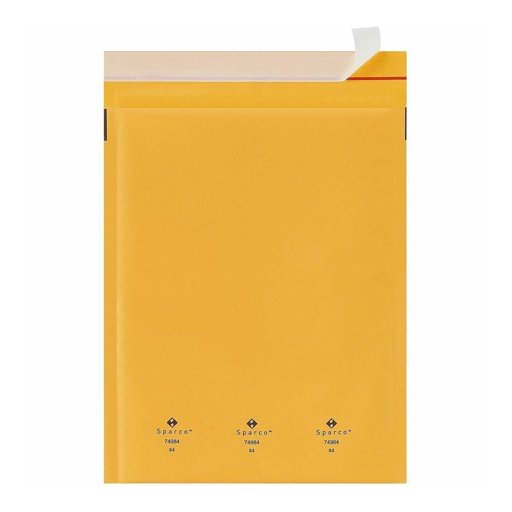 Sparco Size 4 Bubble Cushioned Mailers - Bubble - #4 - 9 1/2" Width x 14 1/5" Length - Self-sealing - Kraft - Kraft - 100 / Carton. Picture 6