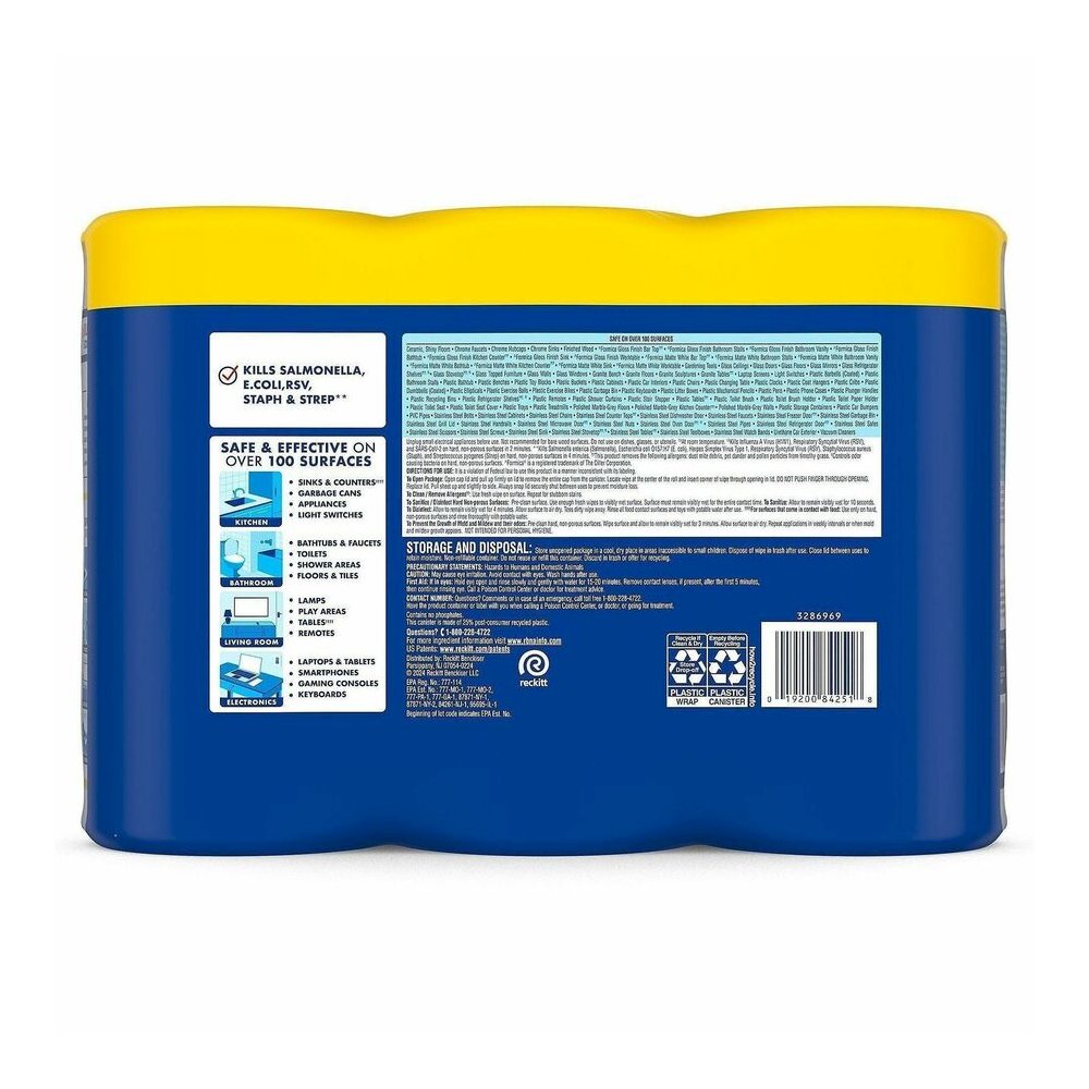 Lysol Lemon/Lime Disinfecting Wipes - For Multi Surface, Multipurpose - Wipe - Lemon, Lime Blossom Scent - Recommended For: Virus Remover, Bacteria Remover - Pre-moistened, Deodorize, Disinfectant, An. Picture 7