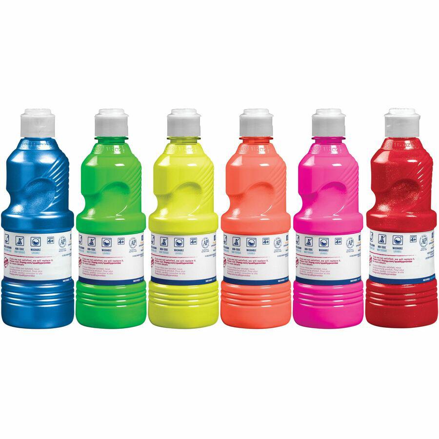 Prang Power Fluorescent Paint Set - 16 fl oz - 6 / Set - Neon Green, Neon Yellow, Neon Orange, Neon Pink, Neon Red, Neon Turquoise. Picture 6