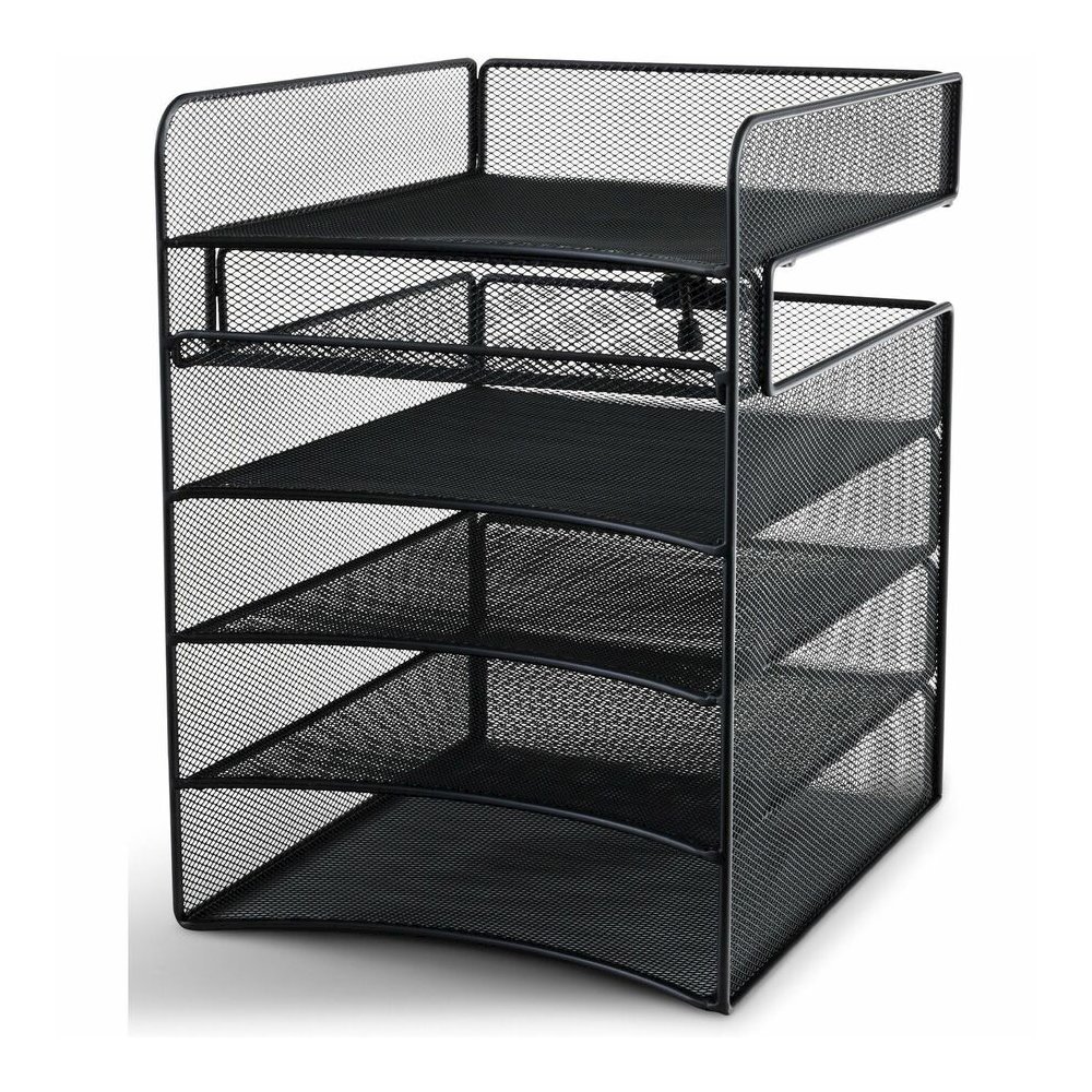 Safco Onyx Horizontal Hanging Desktop Storage - 5 Compartment(s) - 14.38" Height x 10.25" Width x 12.38" Depth - Durable, Lightweight, Scratch Resistant - Powder Coated - Black - Steel - 1 Each. Picture 13
