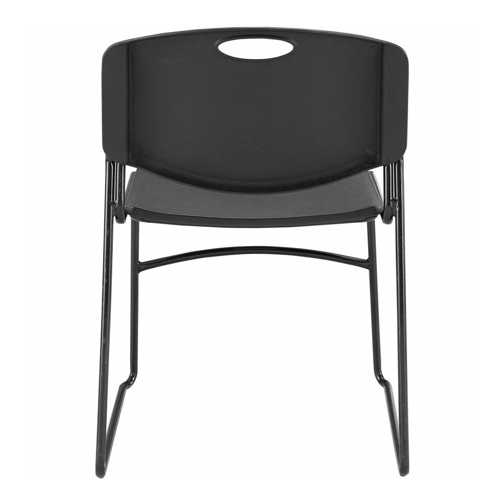 Lorell Heavy-duty Standard-height Stack Chairs - Plastic Seat Material - Plastic Back Material - Steel Frame Material - Black - 4 / Carton. Picture 8