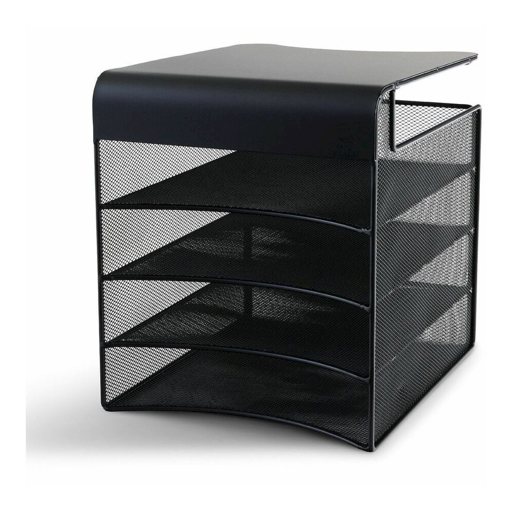 Safco Onyx Solid Top Horizontal Hanging Storage - 12" Height x 10.25" Width x 12.38" Depth - Scratch Resistant - Powder Coated - Black - Steel - 1 Each. Picture 10