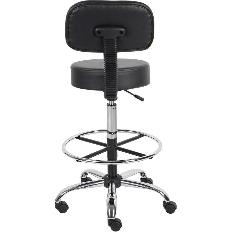 Boss Drafting Stool - Black Seat Color - Vinyl Seat Material - Black Back Color - Chrome, Black Frame Color - Chrome Frame Material - 5-star Base - 1 Each. Picture 8