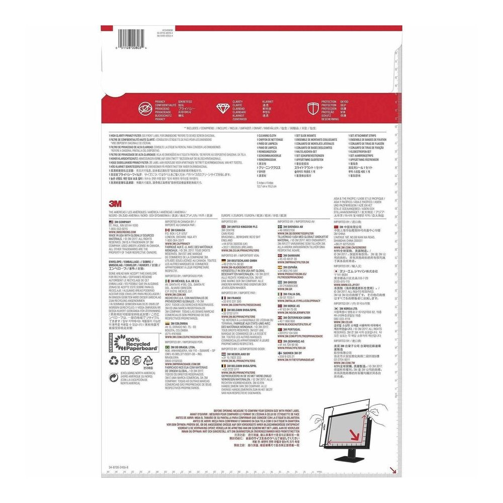3M High Clarity Privacy Filter Black, Glossy - For 24" Widescreen LCD Monitor - 16:9 - Scratch Resistant, Dust Resistant - 1 Each. Picture 4