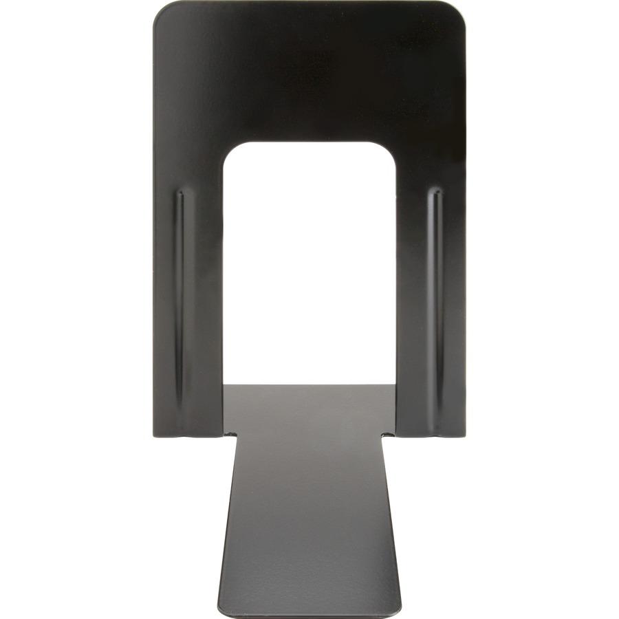 Business Source Heavy-gauge Steel Book Supports - 8.50" Height x 9" Width x 6" Depth - Desktop - Non-skid Base, Scratch Resistant, Stain Resistant - Black - Steel - 2/Pair - 6 / Box. Picture 4