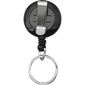 Advantus Clip-on Ring Retractable ID Reel - Black - Sturdy - 12 / Box. Picture 3