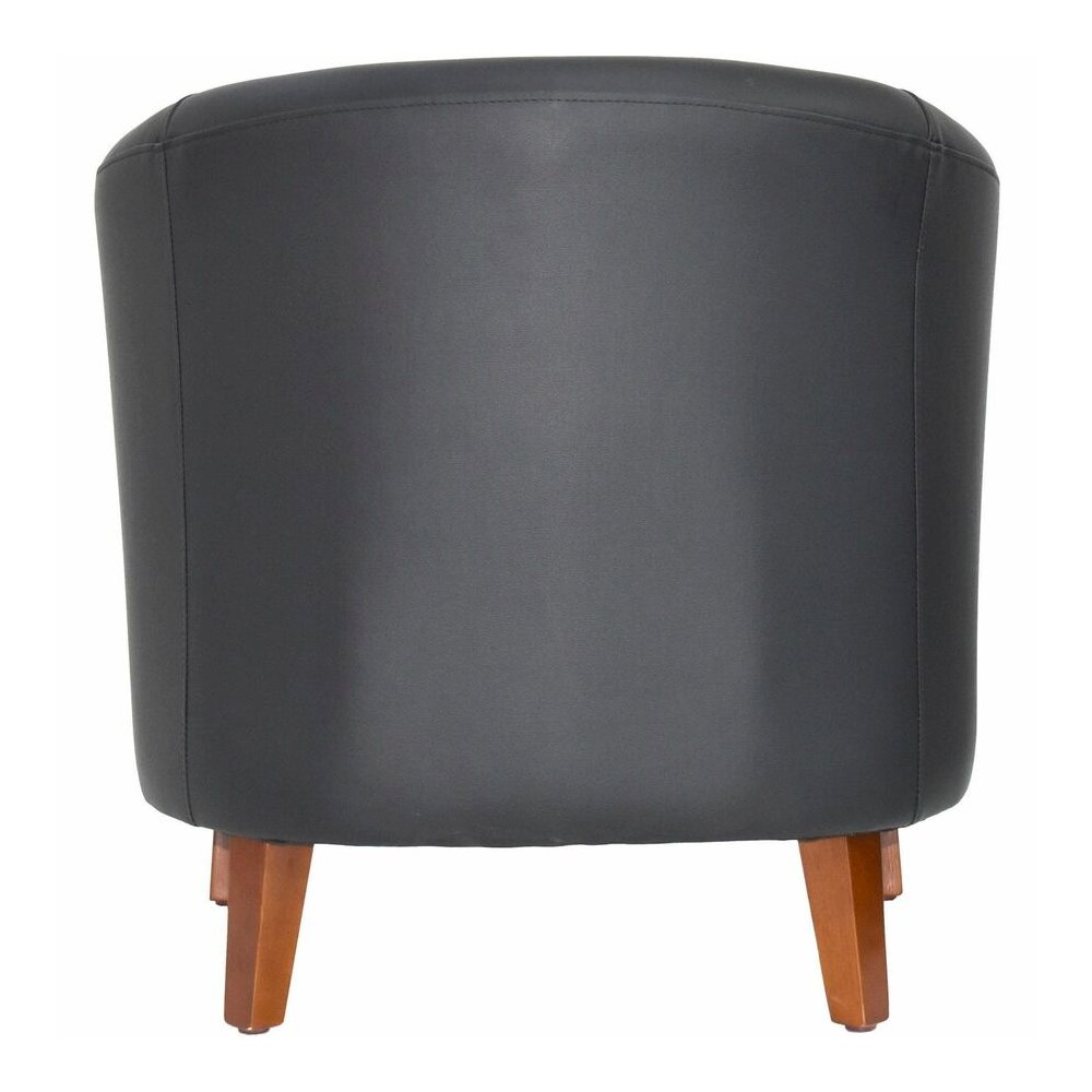 Lorell Barrel Armchair - Four-legged Base - Black - Bonded Leather - Armrest - 1 Each. Picture 9