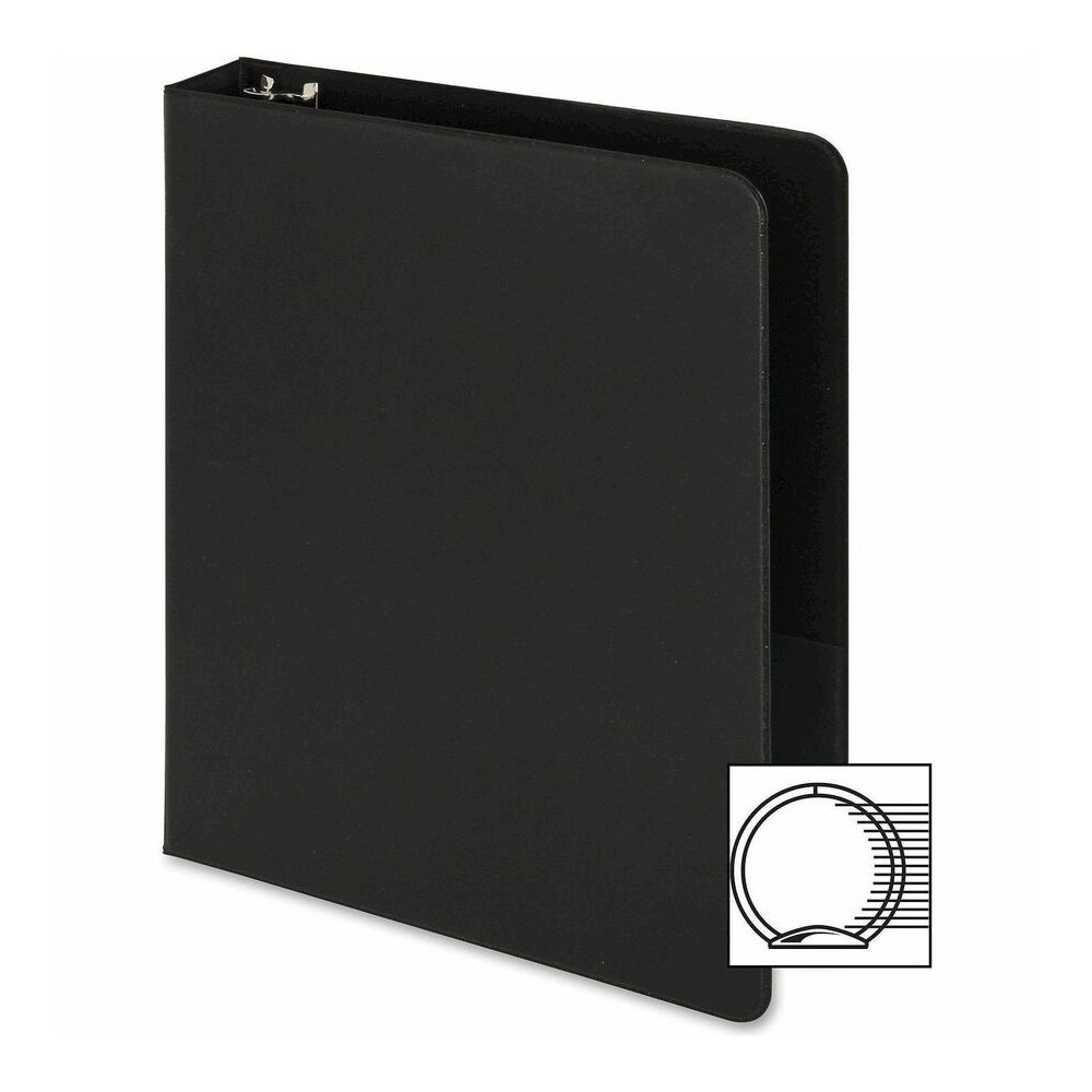 Business Source Basic Round Ring Binders - 1" Binder Capacity - 240 Sheet Capacity - 3 Ring - Fastener: Round Ring - Pocket: Inside Front & Back - Chipboard, Polypropylene - Black - Exposed Rivet, Stu. Picture 9