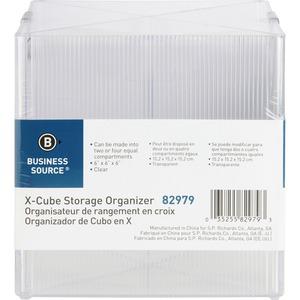 Business Source X-Cube Storage Organizer - 4 Compartment(s) - 6" Height x 6" Width x 6" Depth - Desktop - Adjustable Divider - Clear - 1 Each. Picture 9