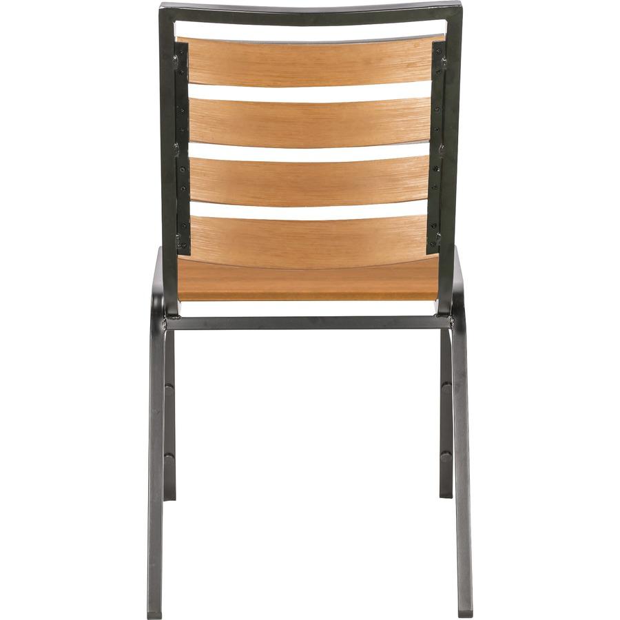 Lorell Outdoor Chairs - Teak Seat Color - Faux Wood Seat Material - Teak Back Color - Faux Wood Back Material - Four-legged Base - 4 / Carton. Picture 5
