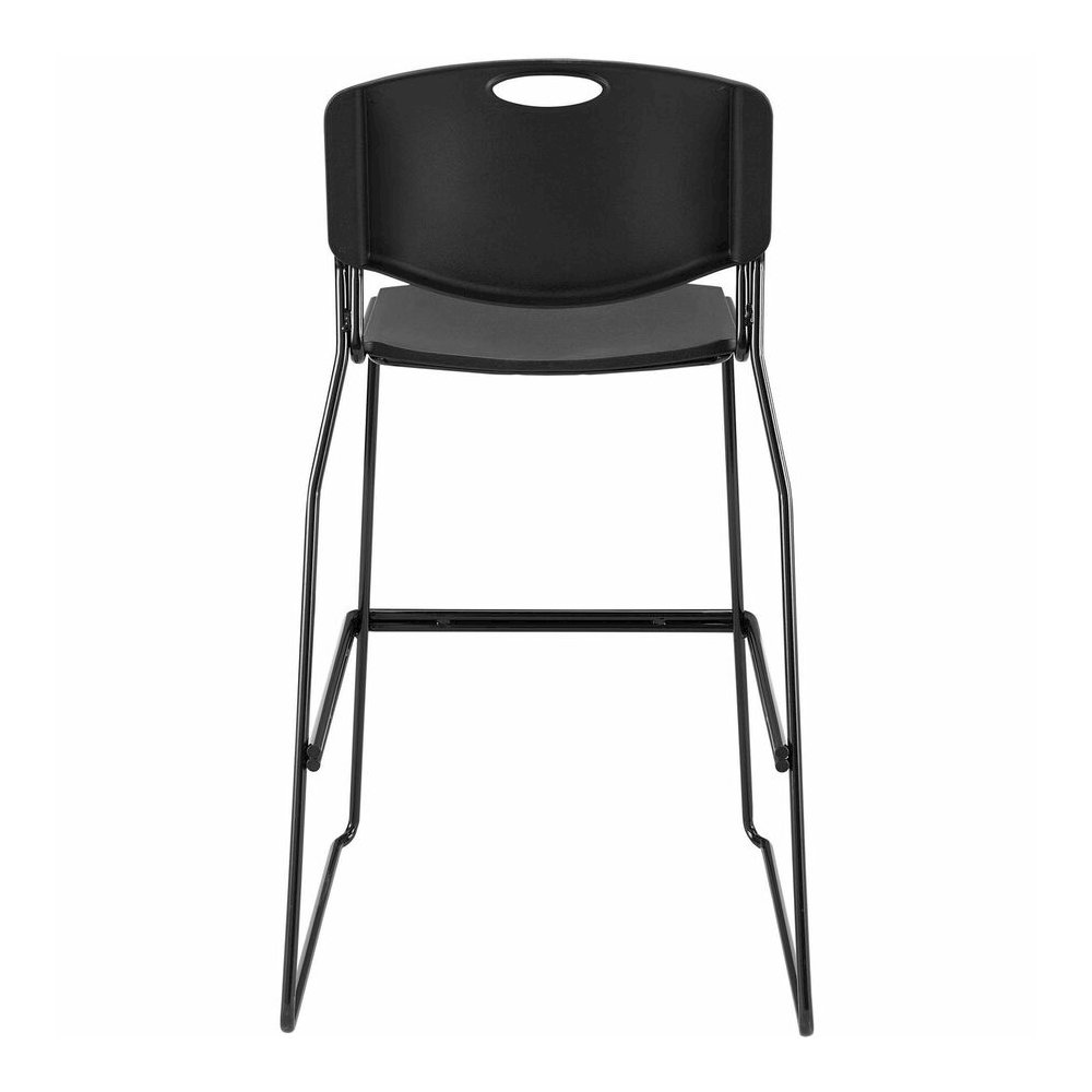Lorell Heavy-duty Bistro Stack Chairs - Black Seat Color - Plastic Seat Material - Black Back Color - Plastic Back Material - Black Frame Color - Steel Frame Material - 2 / Carton. Picture 7