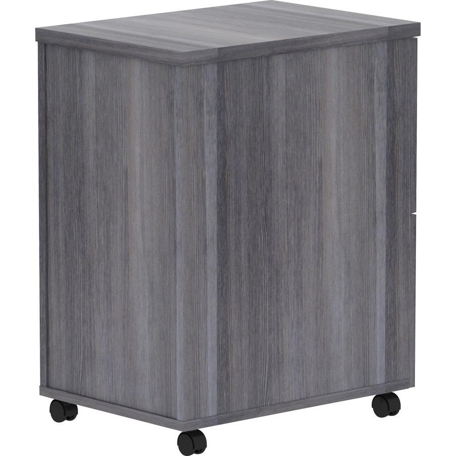 Lorell Essentials Series File/File Mobile File Cabinet - 28.3" Height x 16" Width x 22" Depth - Total Drawer(s): 2 - Finish: Weathered Charcoal, Laminate - Dual Wheel Caster, Durable, Built-in Hangrai. Picture 7