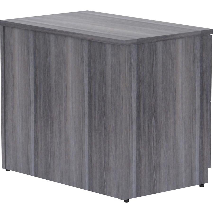 Lorell Essentials Series Lateral File - 29.5" Height x 35" Width x 22" Depth, 1" Thickness Top - Total Drawer(s): 2 - Finish: Weathered Charcoal, Laminate - Durable, Ball Bearing Glide, Locking System. Picture 7