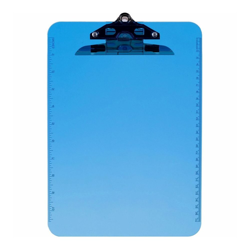 Business Source Spring Clip Plastic Clipboard - 8 1/2" x 11" Sheet Size - Spring Clip - Plastic - Blue - 12 / Box. Picture 9