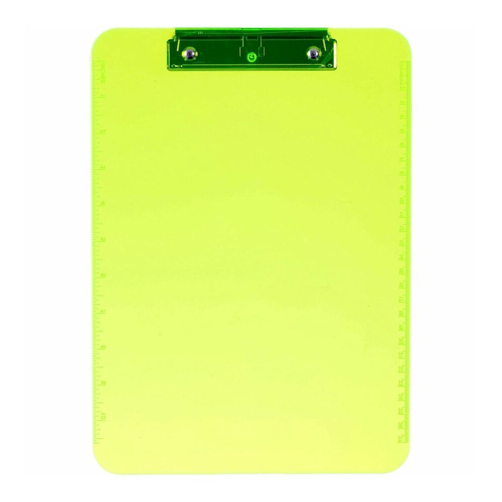 Business Source Flat Clip Clipboard - 9" x 12" Sheet Size - Plastic - Neon Green - 6 / Bundle. Picture 10