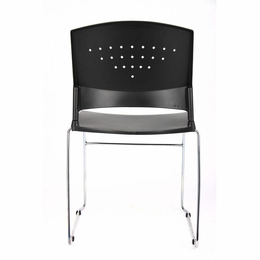 Boss Black Stack Chair With Chrome Frame, 1Pc Pack - Black Seat Color - Polypropylene Seat Material - Black Back Color - Polypropylene Back Material - Chrome Frame Material - Sled Base - 1 Each. Picture 6