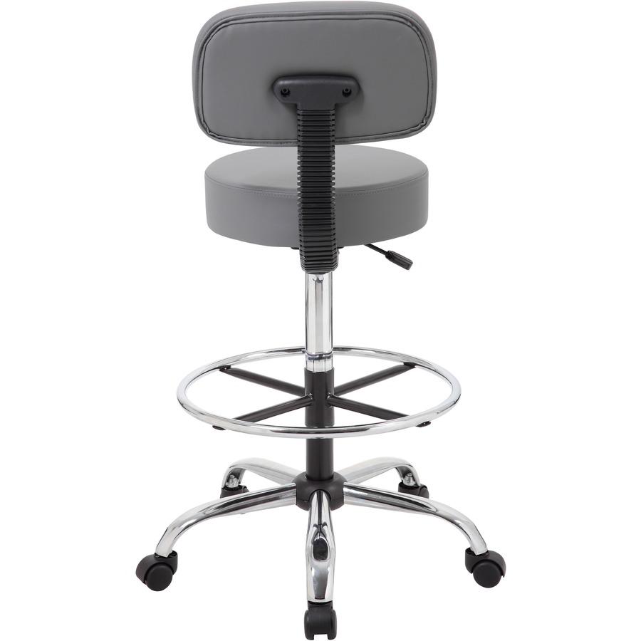 Boss B16245-GY Drafting Stool - Gray Vinyl, Foam Seat - Gray Vinyl, Plush Back - 5-star Base - 1 Each. Picture 7