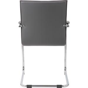 Boss Chrome Frame Vinyl Side Chairs - Gray Vinyl Seat - Gray Vinyl Back - Chrome Polywood Frame - Mid Back - Cantilever Base - 2 / Pack. Picture 3