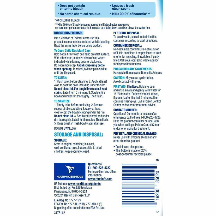 Lysol Hydrogen Peroxide Toilet Cleaner - 24 fl oz (0.8 quart) - Ocean Fresh Scent - 9 / Carton - Residue-free, Bleach-free, Antibacterial - Blue. Picture 5