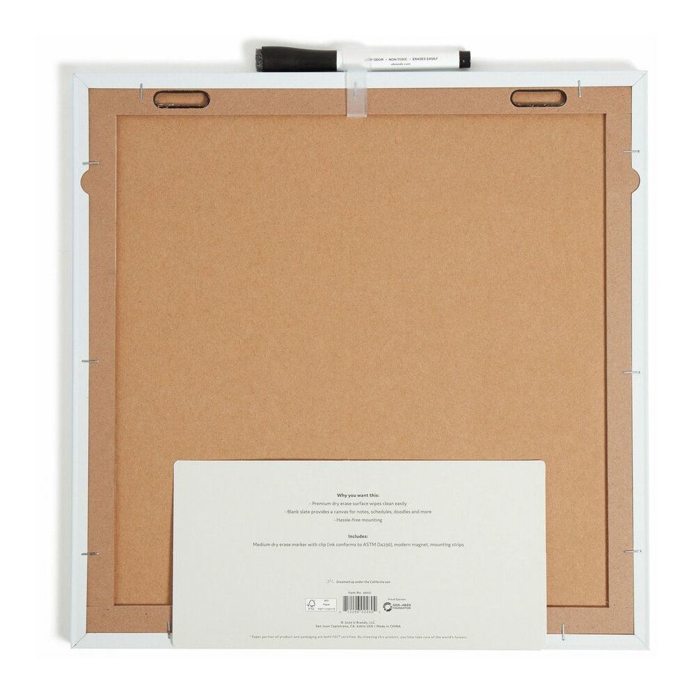 U Brands Magnetic Frameless Dry-Erase Board - 14" (1.2 ft) Width x 14" (1.2 ft) Height - White Painted Steel Surface - Square - Horizontal/Vertical - Magnetic - 1 Each. Picture 4