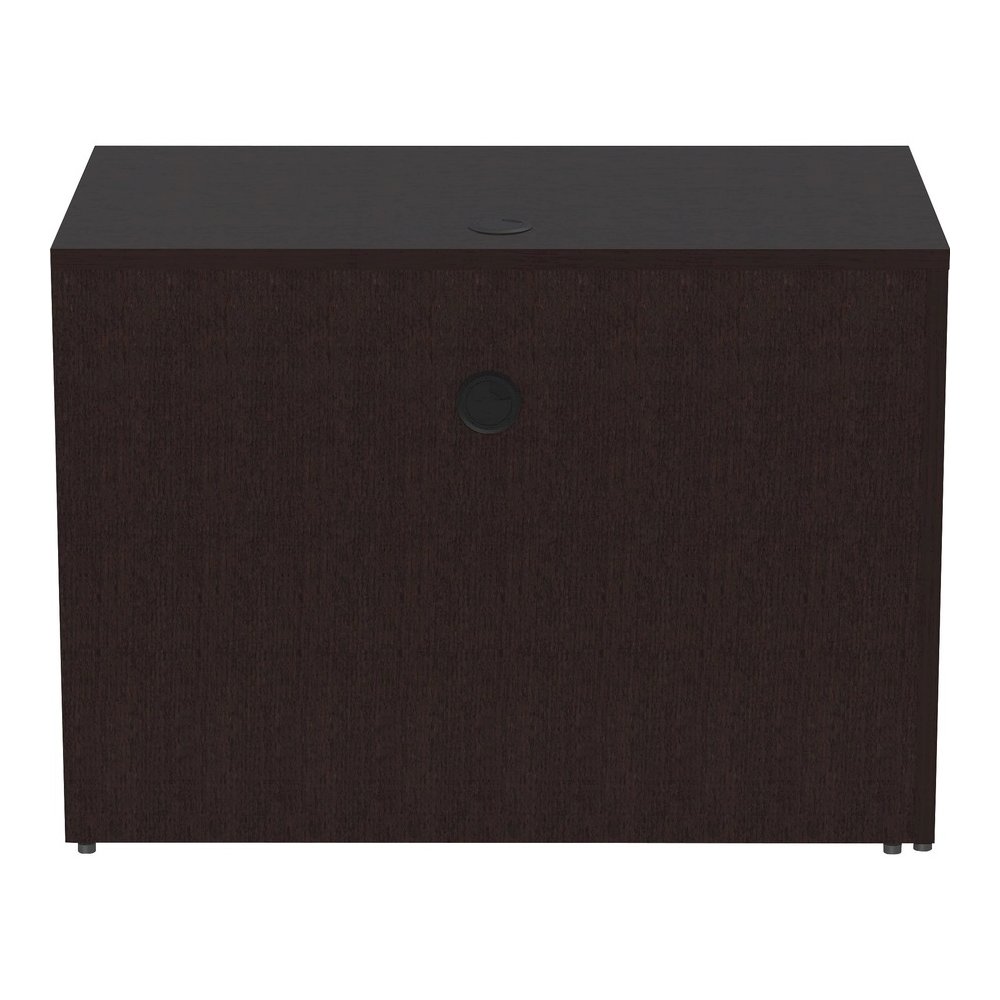 Lorell Essentials Series Return Shell - 29.5" Height x 42" Width x 24" Depth Return Shell, 1" Thickness Top - Finish: Espresso - Grommet, Adjustable Feet, Durable, Laminated, Cam Lock, Cord Management. Picture 7