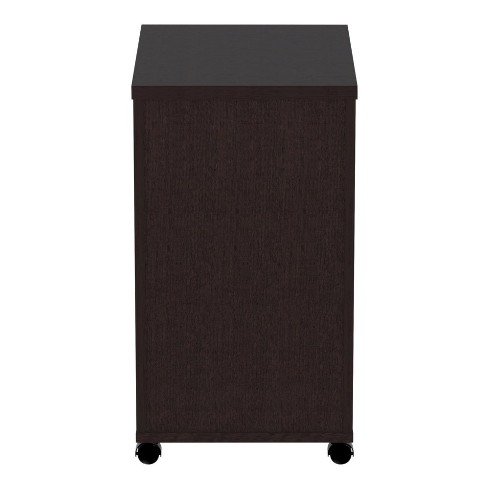 Lorell Essentials Series Box/Box/File Mobile File Cabinet - 28.3" Height x 16" Width x 22" Depth Pedestal, 1" Thickness Top - Finish: Espresso, Silver Brush - Durable, Laminated, Built-in Hangrail, Fi. Picture 9