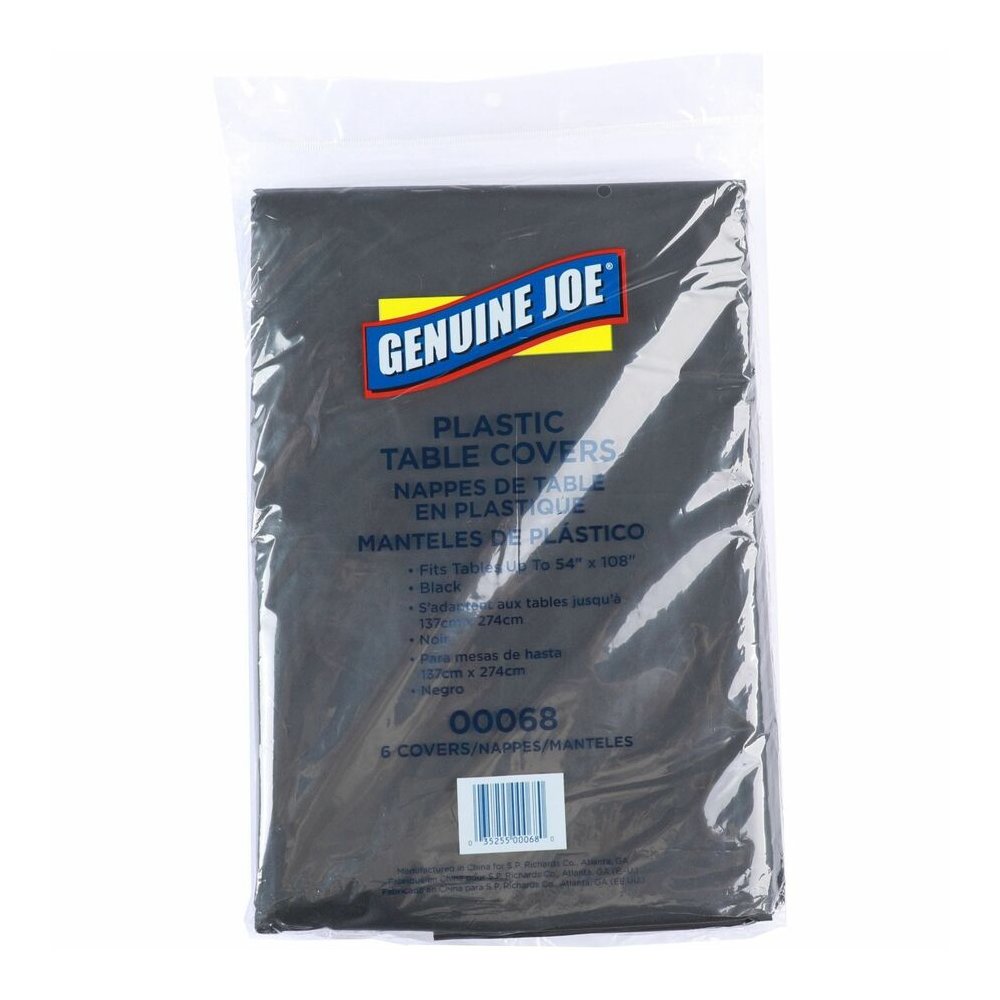 Genuine Joe Plastic Table Covers - 108" Length x 54" Width - Plastic - Black - 1 Pack. Picture 8