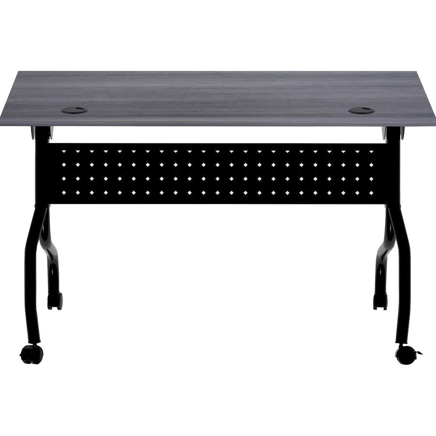 Lorell Flip Top Training Table - Charcoal Rectangle, Melamine Top - Black Four Leg Base - 4 Legs x 48" Table Top Width x 23.60" Table Top Depth - 29.50" Height - Melamine - 1 Each. Picture 9