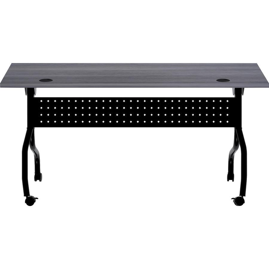 Lorell Flip Top Training Table - Charcoal Rectangle, Melamine Top - Black Four Leg Base - 4 Legs x 60" Table Top Width x 23.60" Table Top Depth - 29.50" Height - Melamine - 1 Each. Picture 9