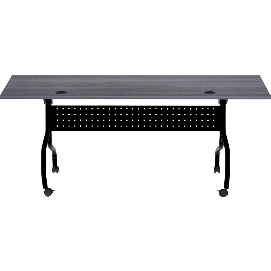 Lorell Flip Top Training Table - Charcoal Rectangle, Melamine Top - Black Four Leg Base - 4 Legs x 72" Table Top Width x 23.60" Table Top Depth - 29.50" Height - Melamine - 1 Each. Picture 9