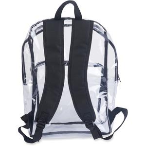Tatco Carrying Case (Backpack) Notebook - Clear, Black - Vinyl Body - Shoulder Strap - 17.5" Height x 14.3" Width x 5.5" Depth - 1 Each. Picture 4