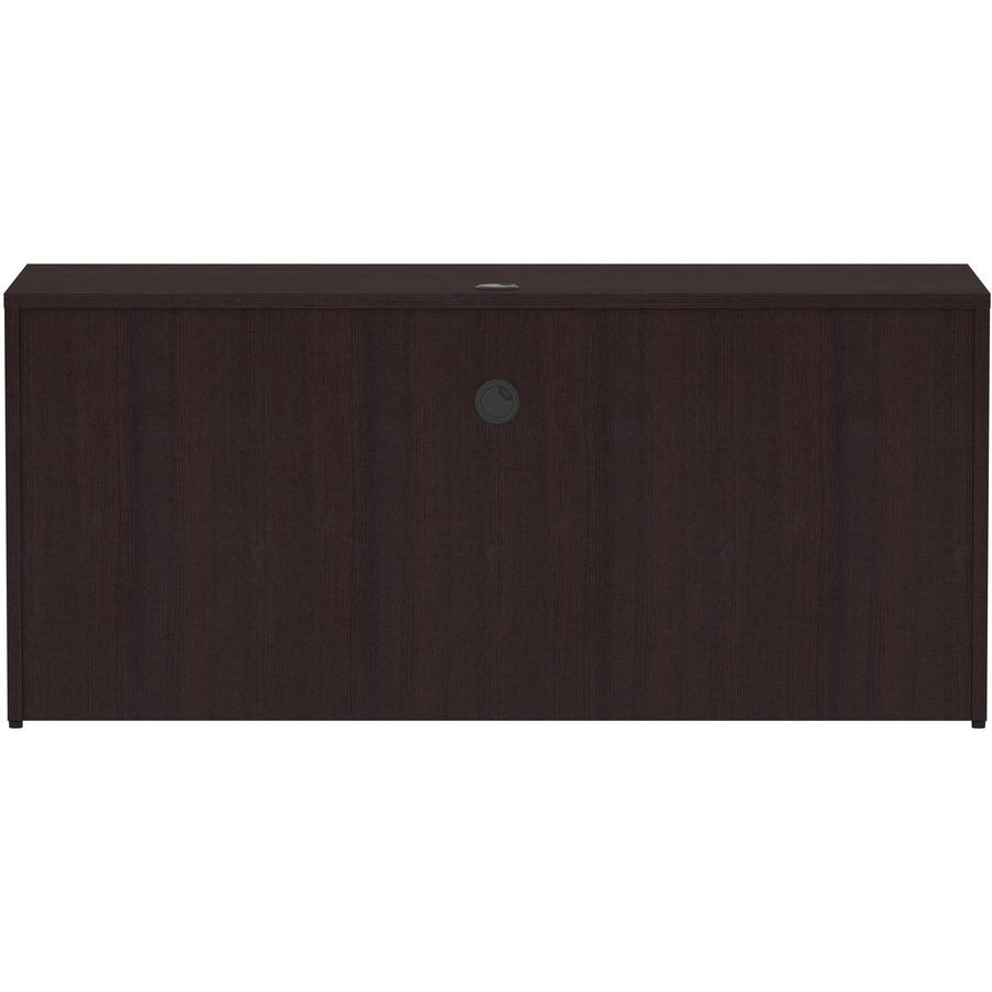 Lorell Essentials Series Credenza Shell - 66" x 24"29.5" Credenza Shell, 1" Top - Finish: Espresso Laminate, Silver Brush. Picture 5