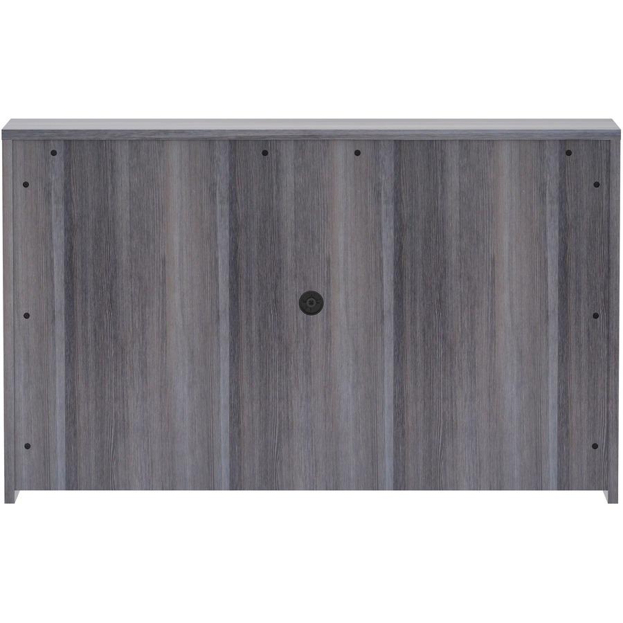 Lorell Essentials Series Stack-on Hutch with Doors - 36" Height x 60" Width x 15" Depth - 4 Door(s) - Finish: Weathered Charcoal Laminate - Cam Lock, Grommet, Cord Management, Durable - For Office - 1. Picture 5