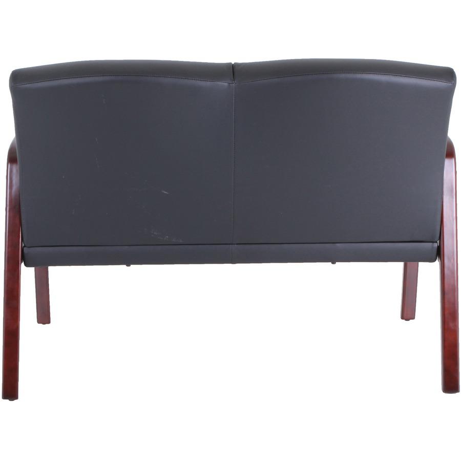 Lorell Upholstered Loveseat - Wood Frame - Black Mahogany - Bonded Leather - Armrest - 1 Each. Picture 8