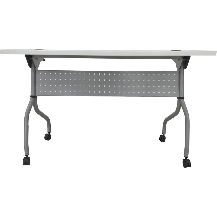 Lorell Flip Top Training Table - White Rectangle Top - Silver Folding Base - 4 Legs - 23.60" Table Top Length x 48" Table Top Width - 29.50" Height - Assembly Required - Melamine Top Material - 1 Each. Picture 7