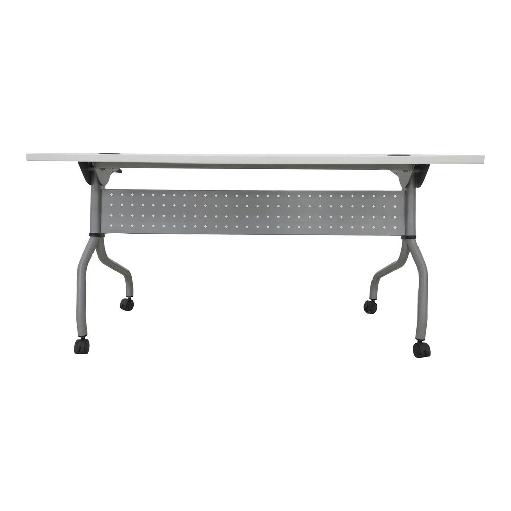 Lorell Flip Top Training Table - White Top - Silver Base - 4 Legs - 23.60" Table Top Length x 60" Table Top Width - 29.50" Height - Assembly Required - Melamine Top Material - 1 Each. Picture 8