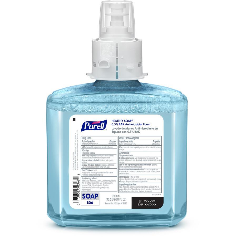 PURELL&reg; ES6 HEALTHY SOAP™ 0.5% BAK Antimicrobial Foam - Fragrance-free Scent - 1.27 quart - Pump Bottle Dispenser - Soil Remover, Odor Remover, Kill Germs - Hand, Skin - Moisturizing - Antib. Picture 3