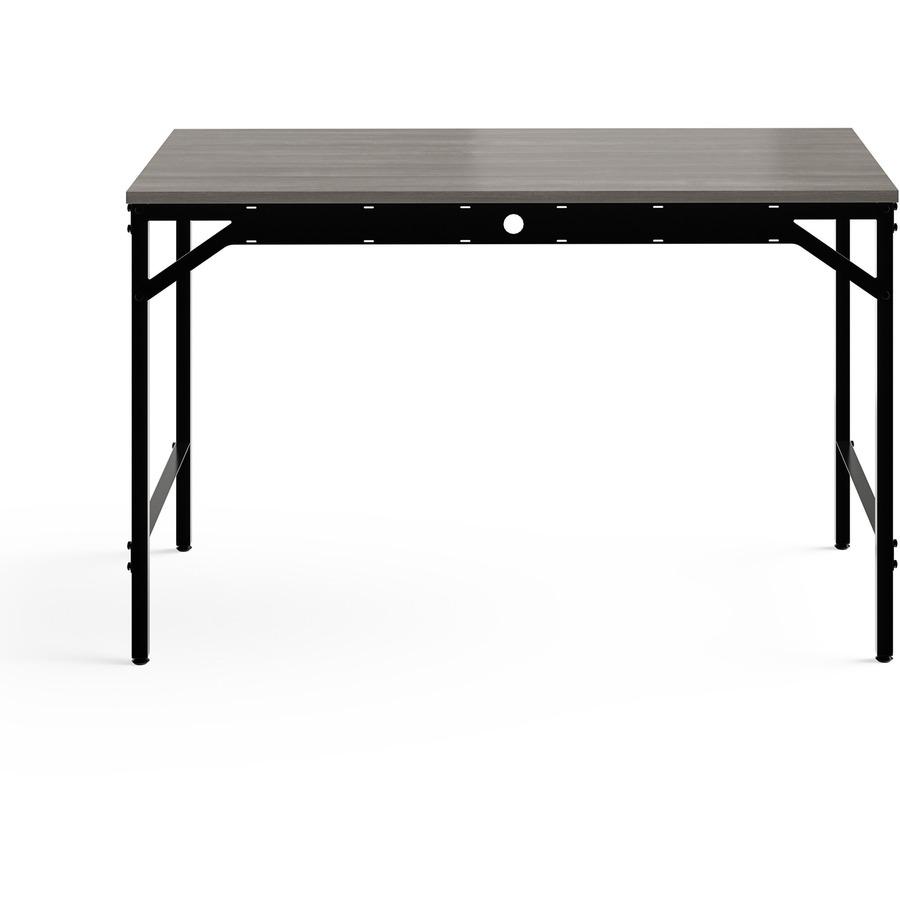 Safco Simple Study Desk - Neowalnut Rectangle, Laminated Top - Black Powder Coat Four Leg Base - 4 Legs x 45.50" Table Top Width x 23.50" Table Top Depth x 0.75" Table Top Thickness - 29.50" Height - . Picture 5