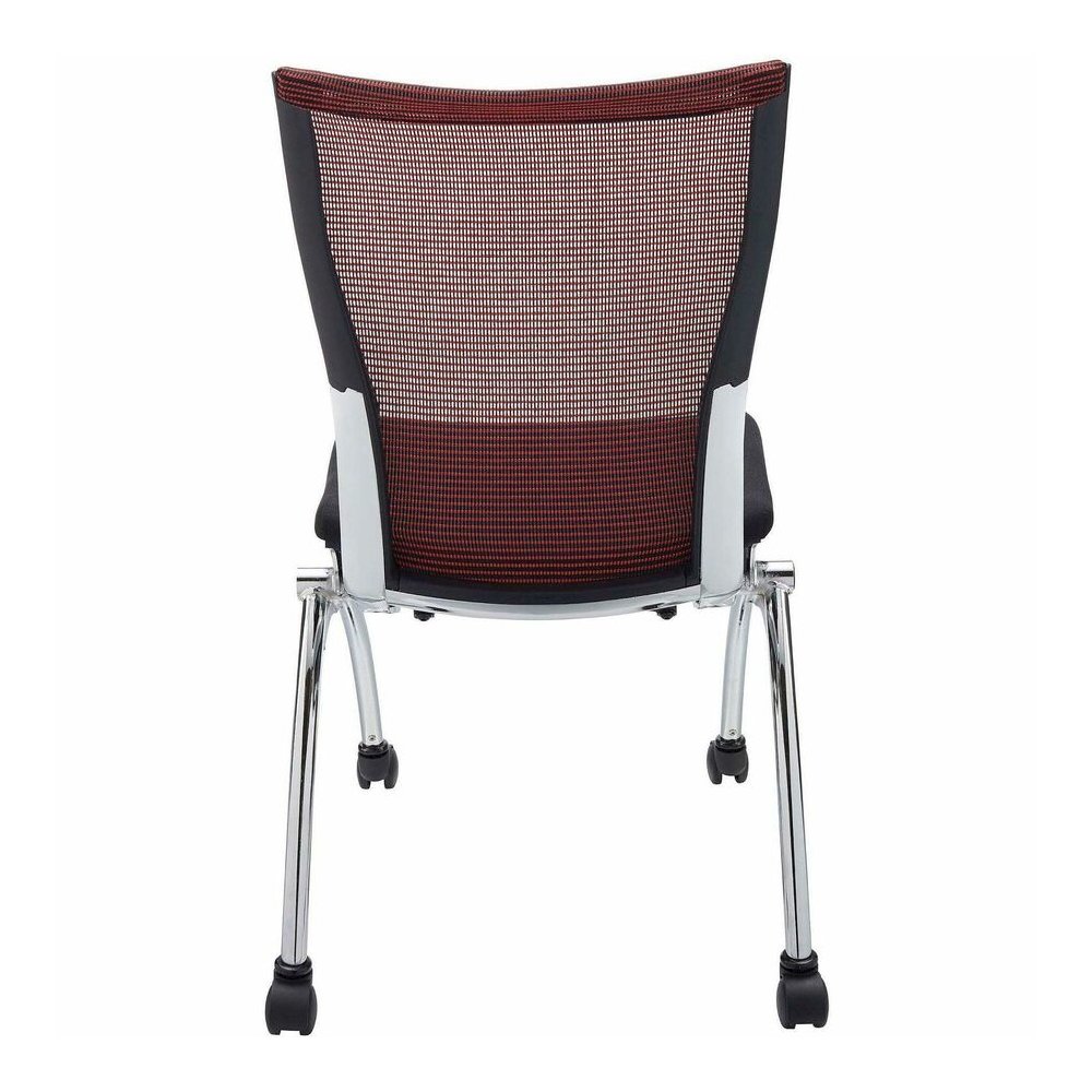 Safco Valore High Back Training Chair - Black Seat Color - Foam Seat Material - Red Back Color - Steel, Chrome Frame Material - High Back - Four-legged Base - 2 / Carton. Picture 6